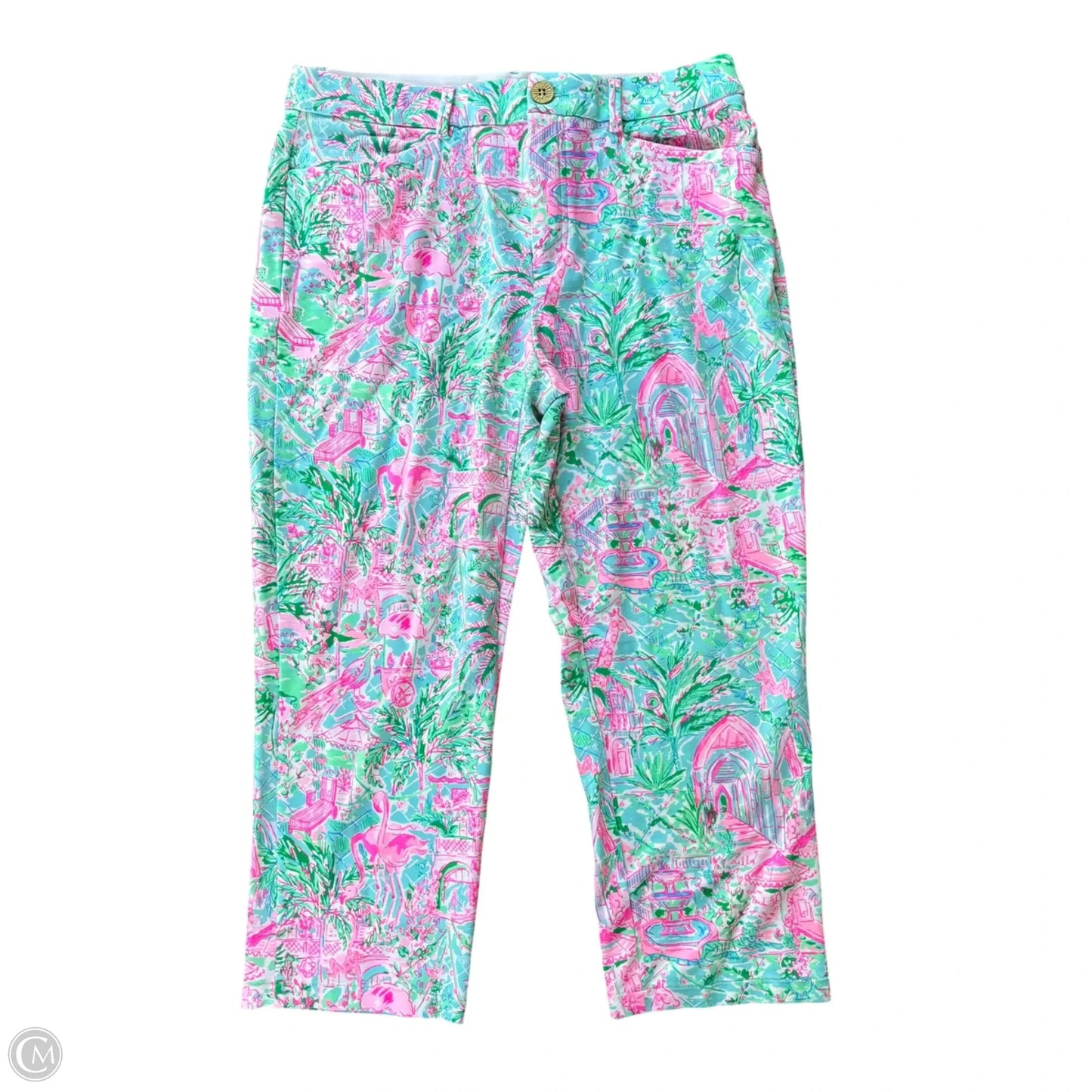 Pants Designer By Lilly Pulitzer In Green & Pink, Size: 8