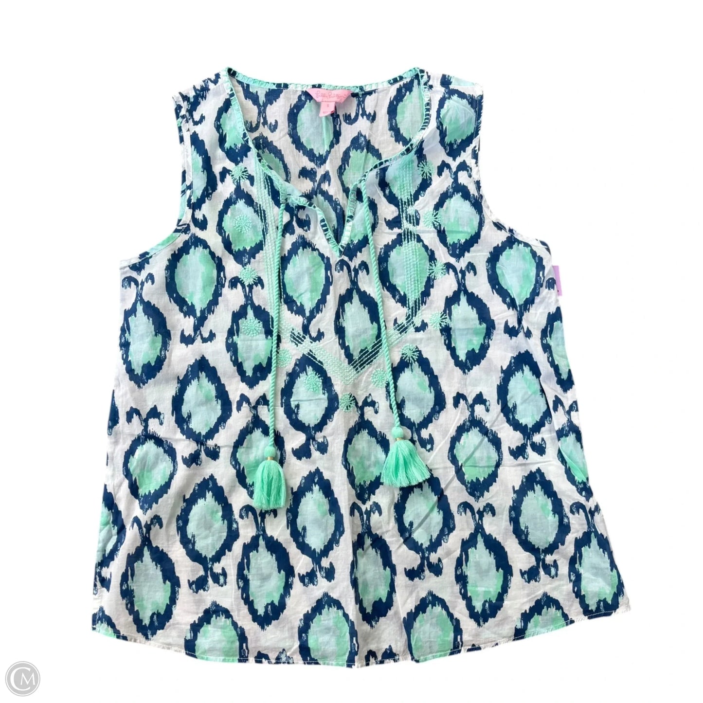 Blouse Designer By Lilly Pulitzer In Blue & White, Size: S