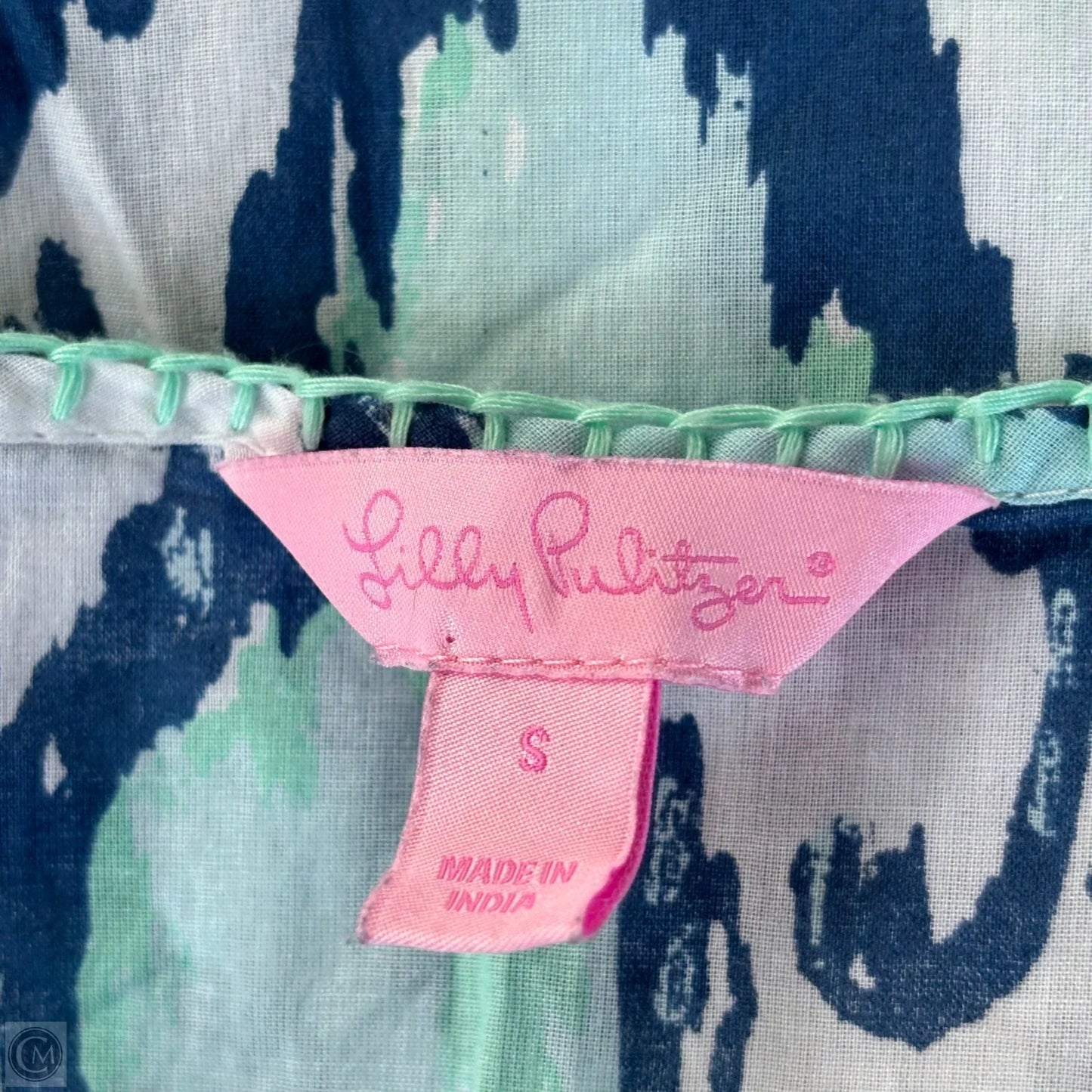 Blouse Designer By Lilly Pulitzer In Blue & White, Size: S