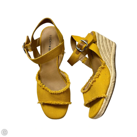 Sandals Heels Wedge By Lucky Brand In Yellow, Size: 7