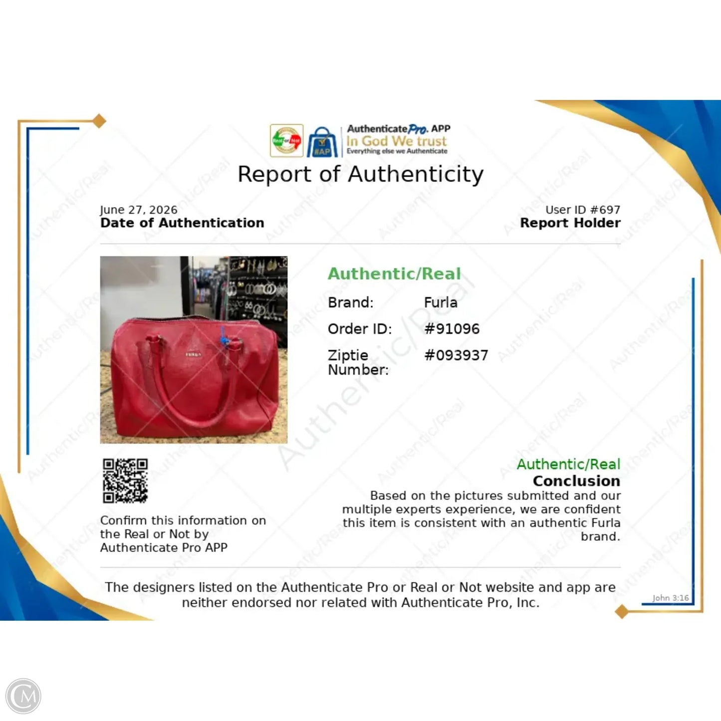 Handbag Luxury Designer By Furla, Size: Medium