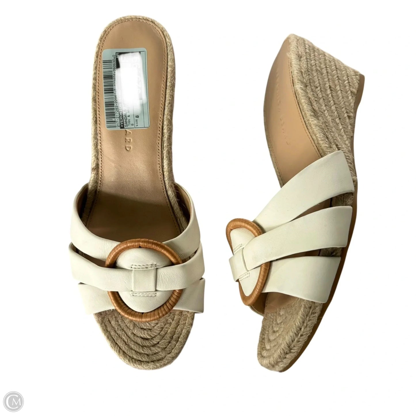Sandals Heels Wedge By Veronica Beard In Tan & White, Size: 8