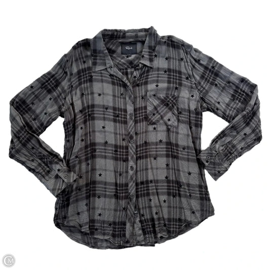 Top Long Sleeve By Rails In Black & Grey, Size: Xl