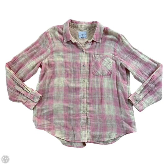 Top Long Sleeve By Rails In Pink & White, Size: Xl