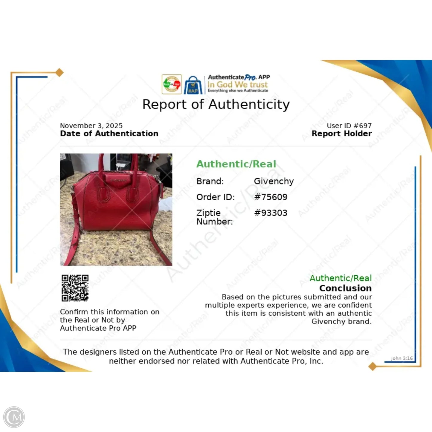 Handbag Luxury Designer By Givenchy, Size: Small