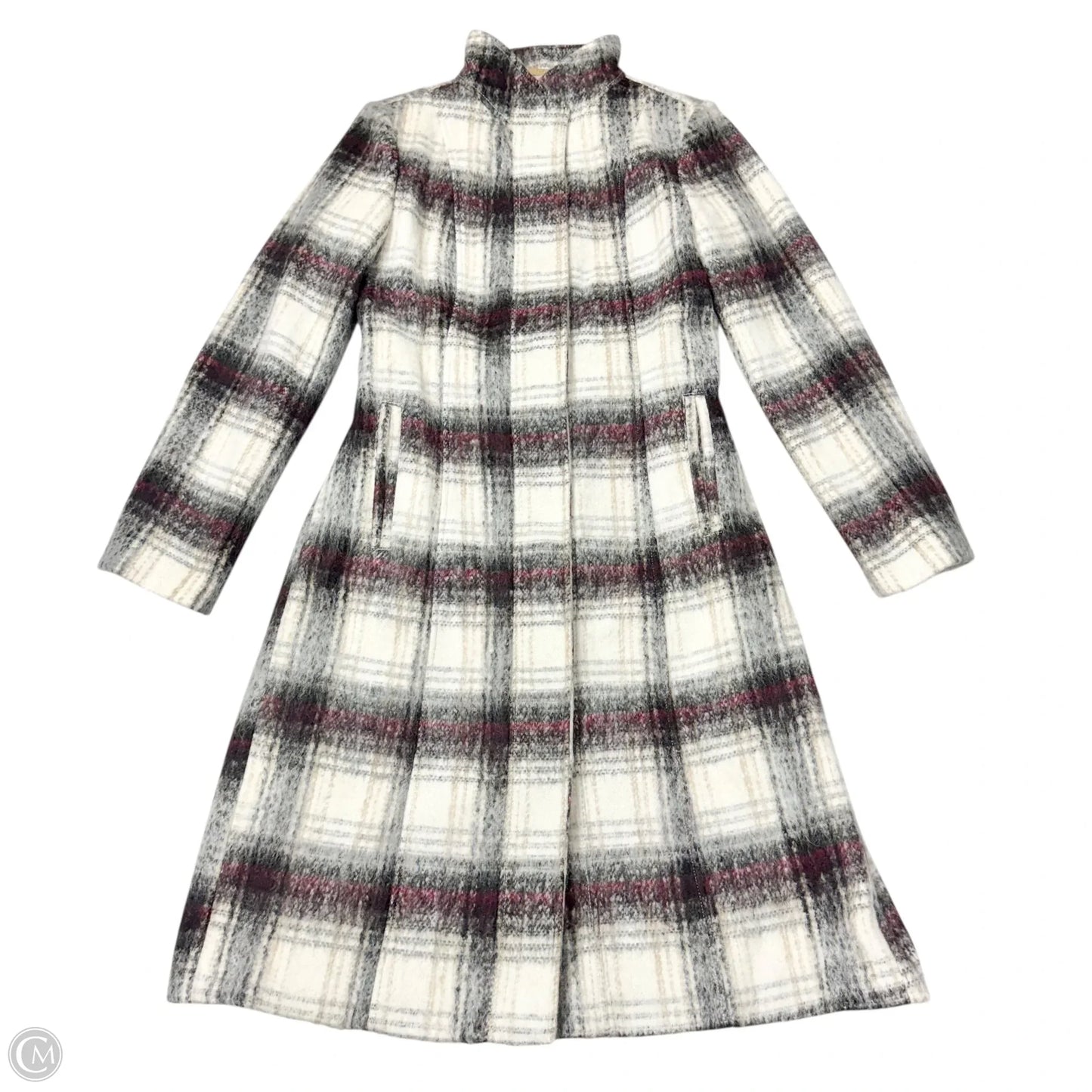 Coat Trench Coat By Vince Camuto In Grey & White, Size: S