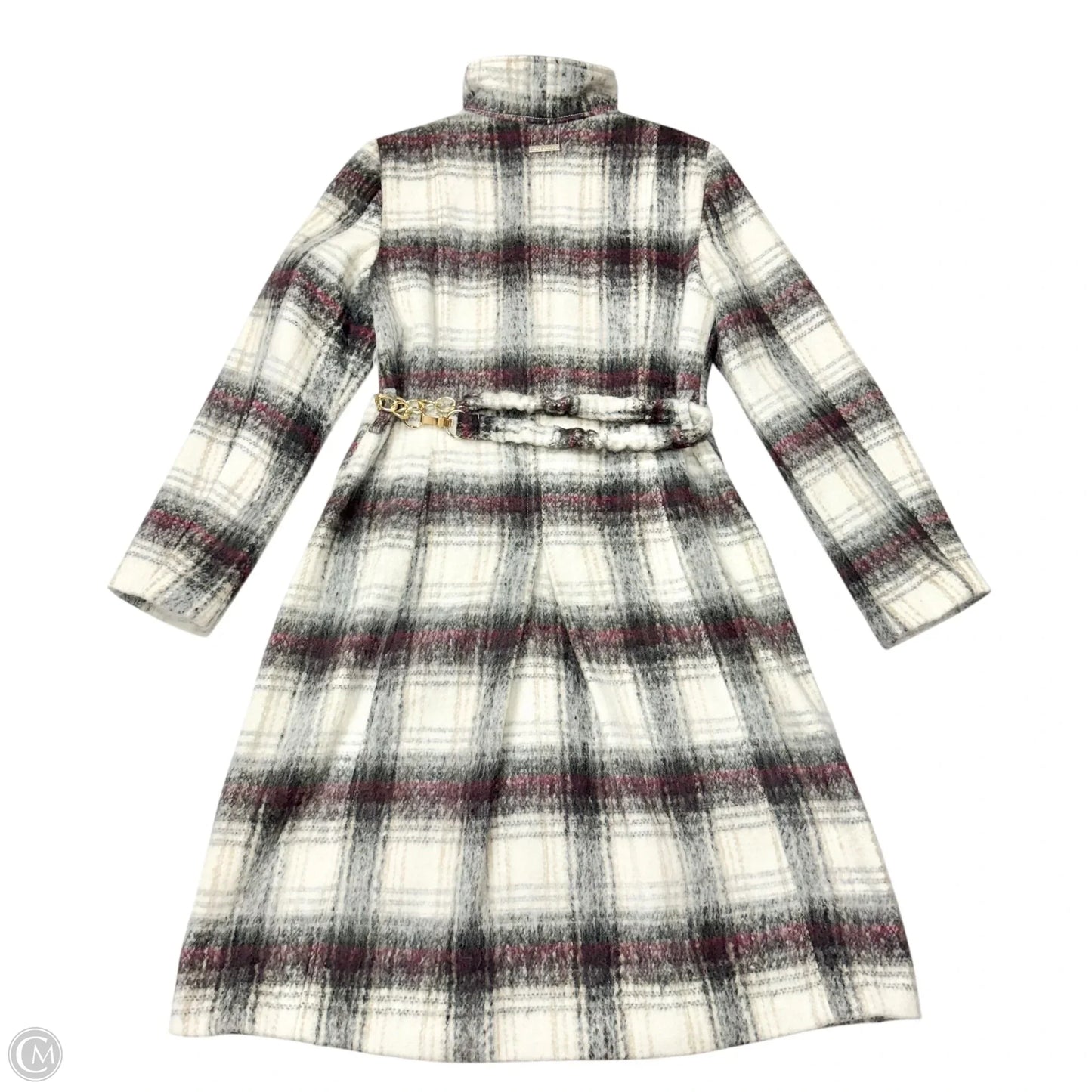 Coat Trench Coat By Vince Camuto In Grey & White, Size: S