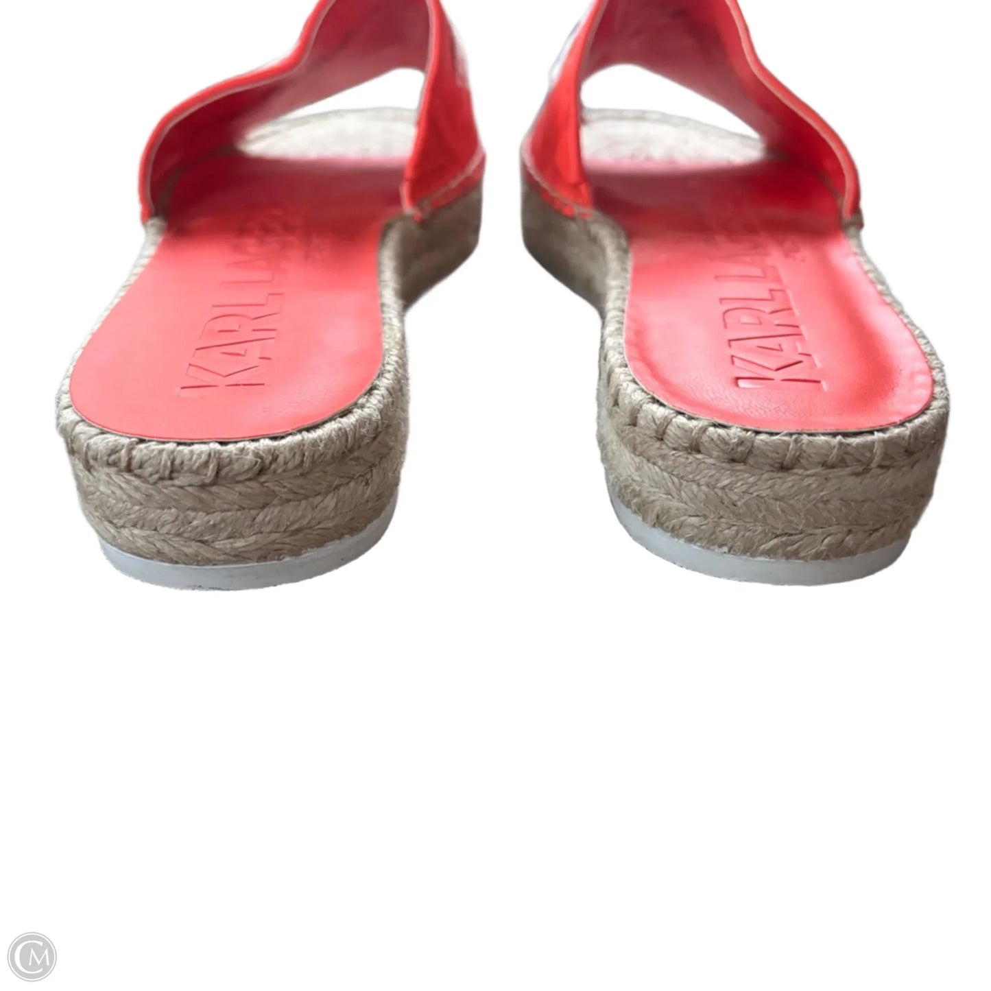 Sandals Designer By Karl Lagerfeld In Orange & White, Size: 8