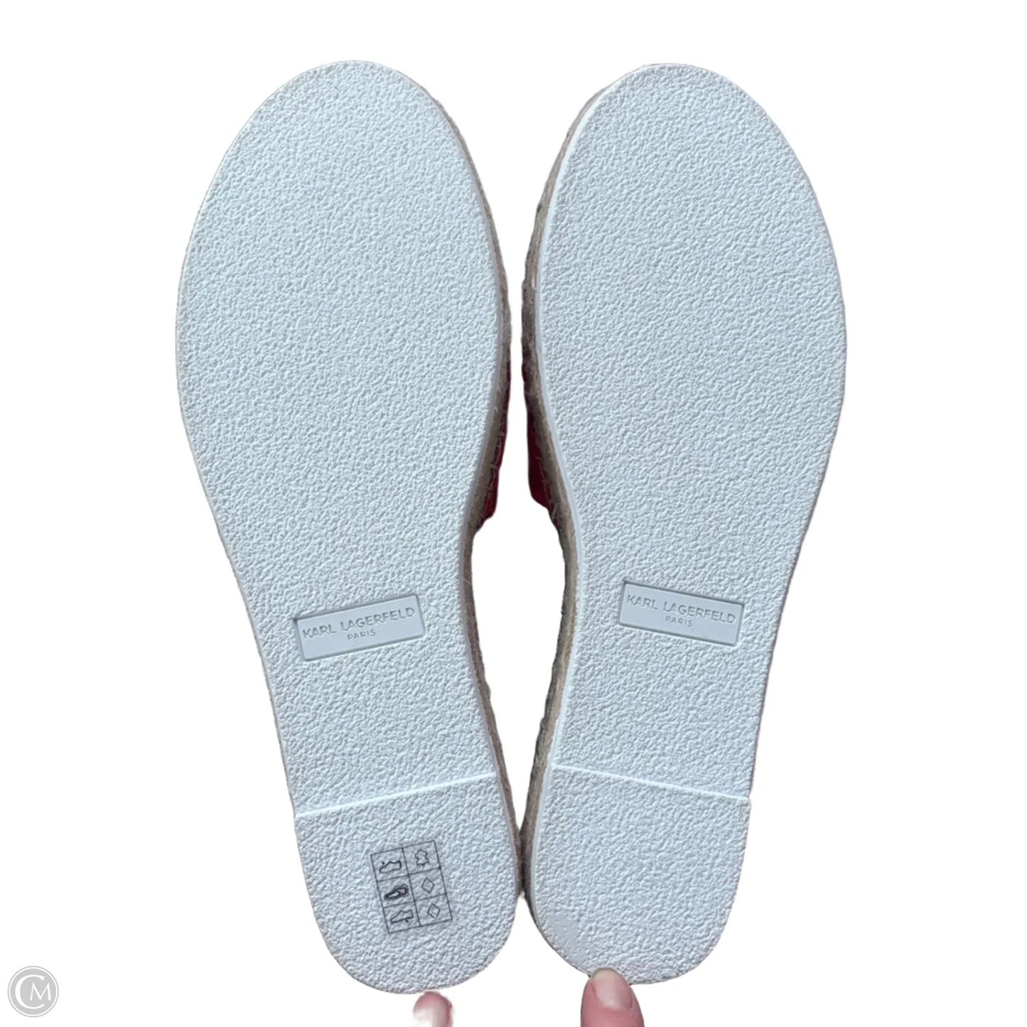 Sandals Designer By Karl Lagerfeld In Orange & White, Size: 8
