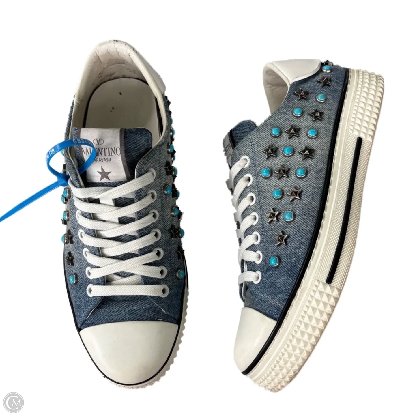 Shoes Luxury Designer By Valentino-garavani In Blue Denim, Size: 7.5