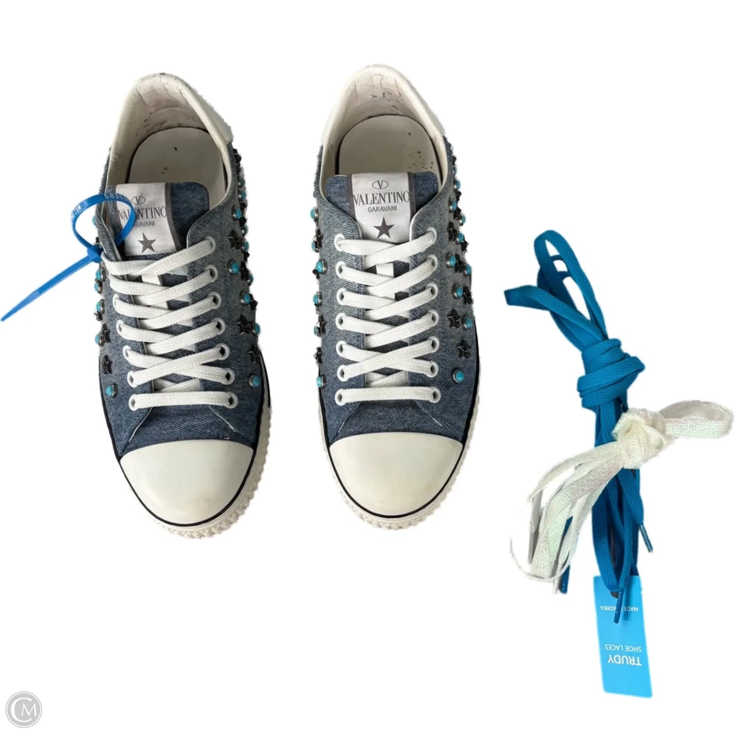 Shoes Luxury Designer By Valentino-garavani In Blue Denim, Size: 7.5