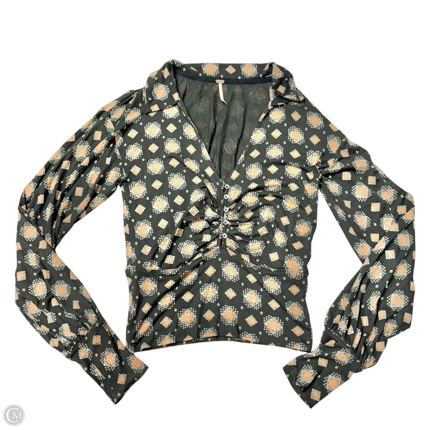 Top Long Sleeve By Free People In Black & Orange, Size: Sp