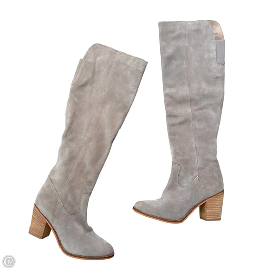 Boots Knee Heels By Diba In Grey, Size: 7.5