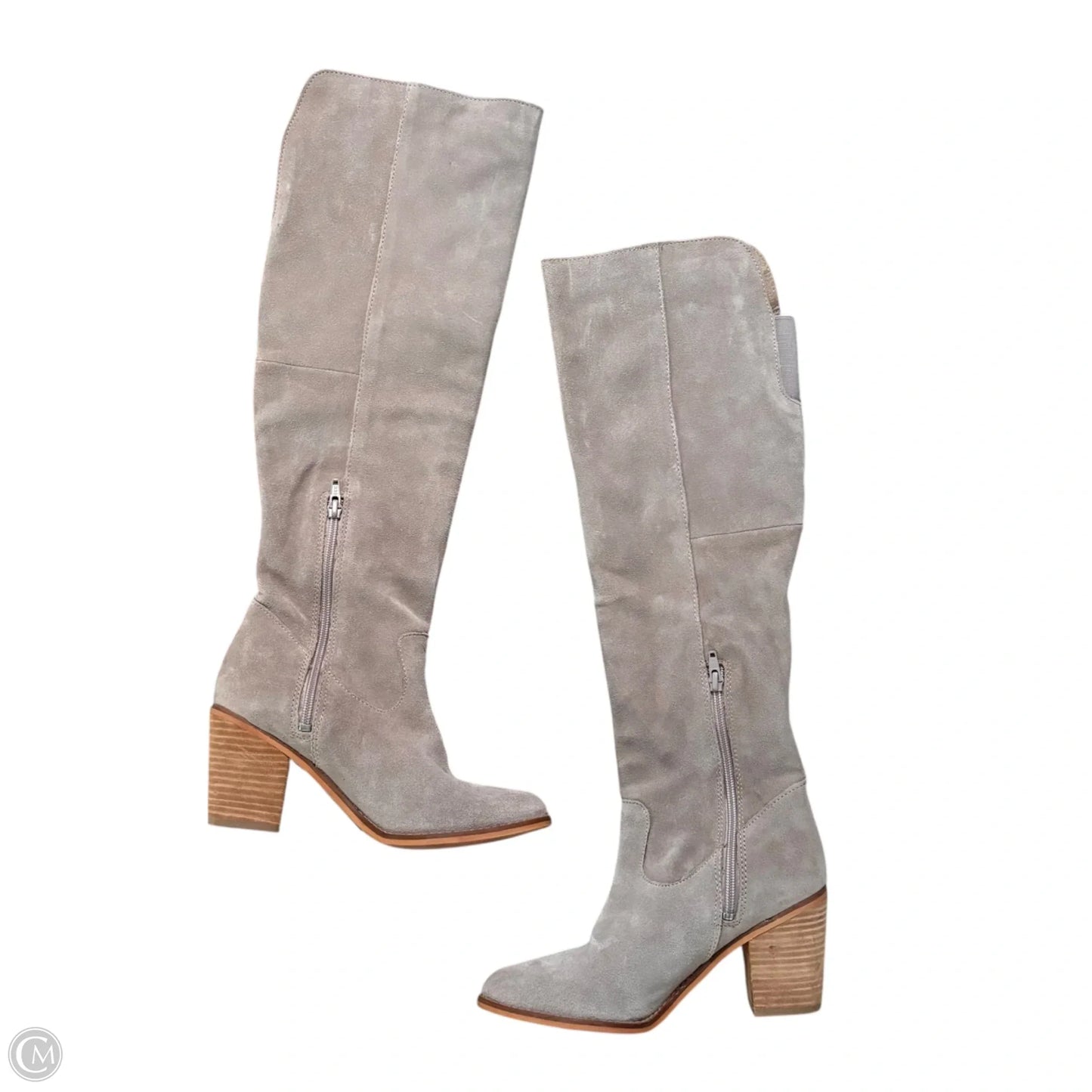 Boots Knee Heels By Diba In Grey, Size: 7.5