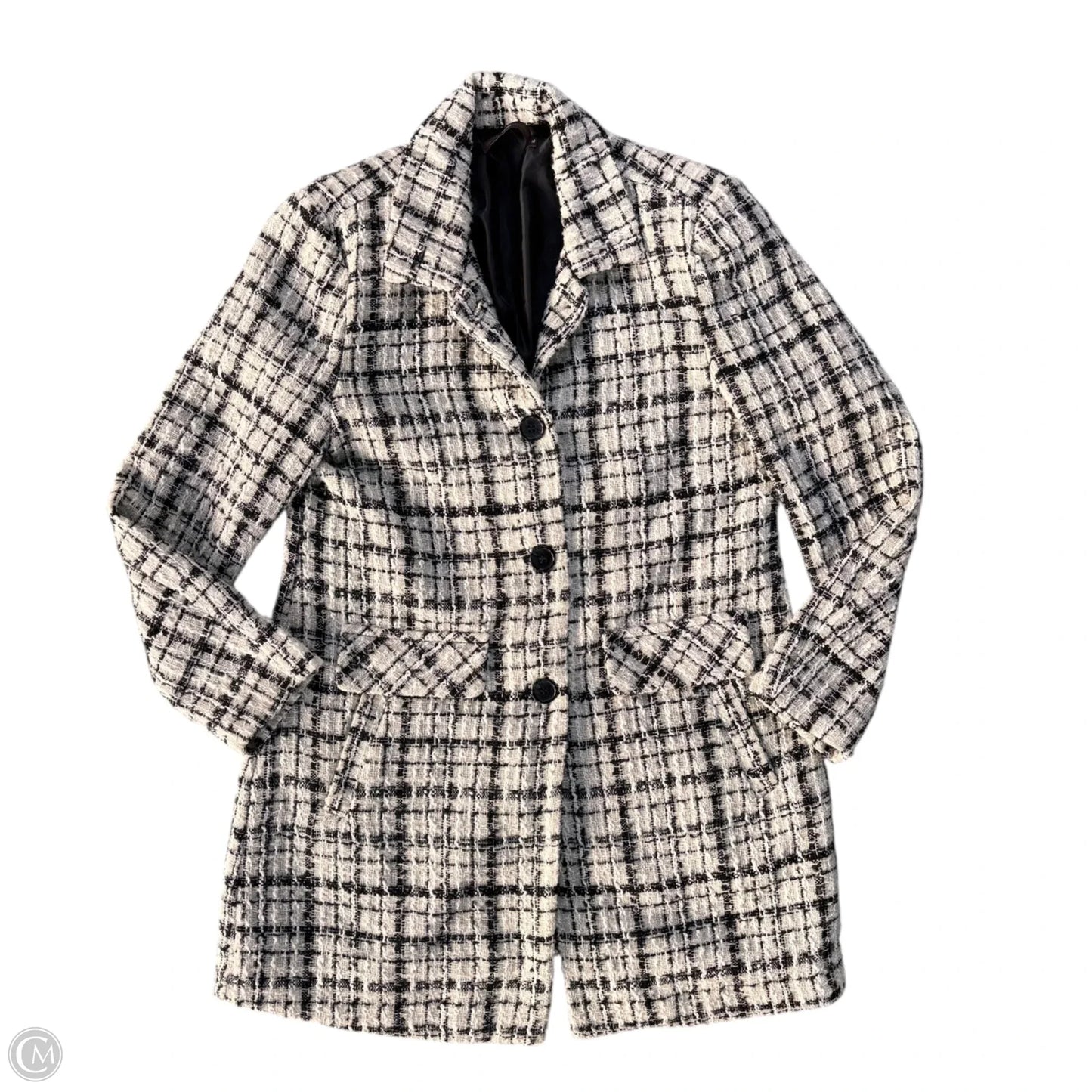Coat Peacoat By Azel Hazel In Black & White, Size: M