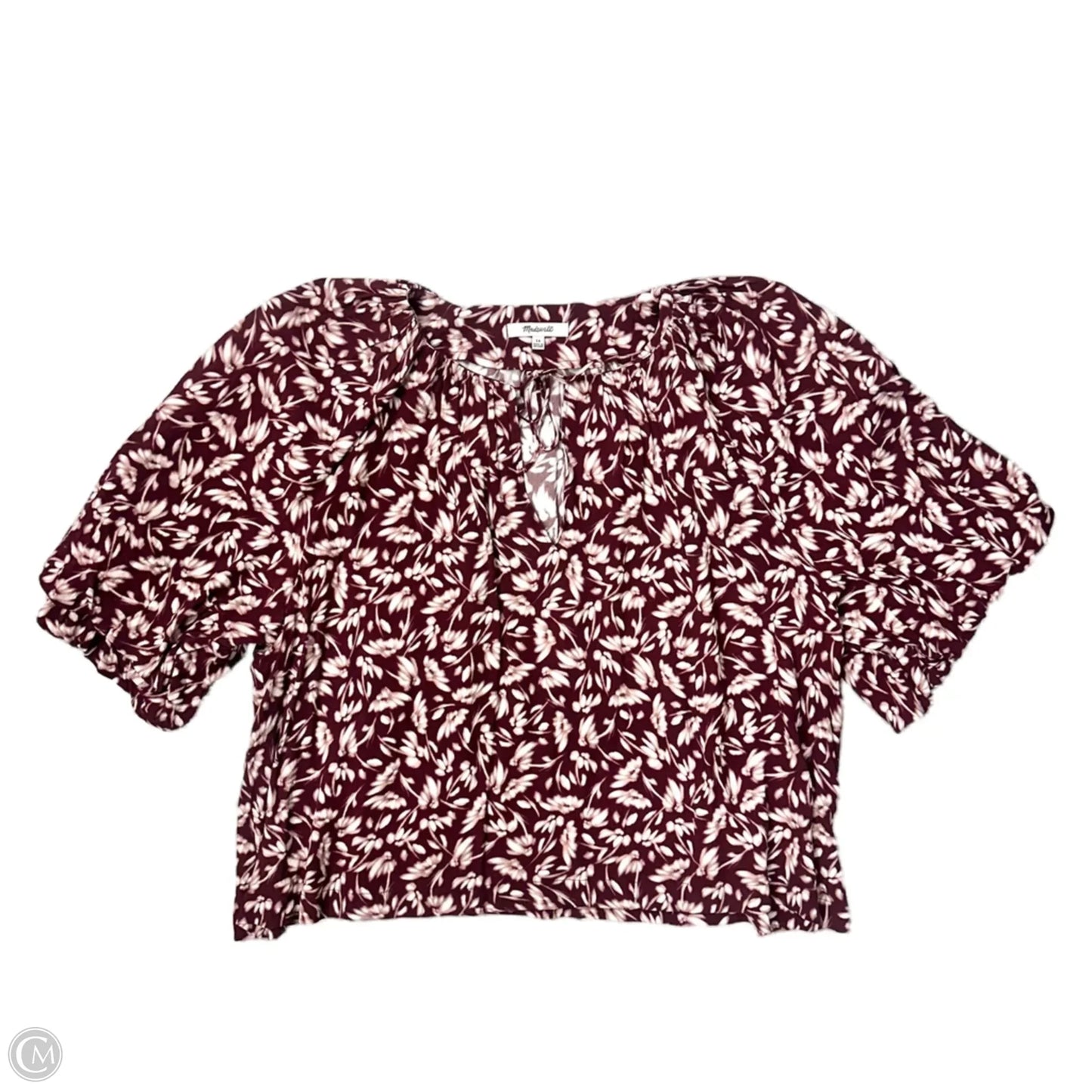Top Short Sleeve By Madewell In Red & White, Size: L