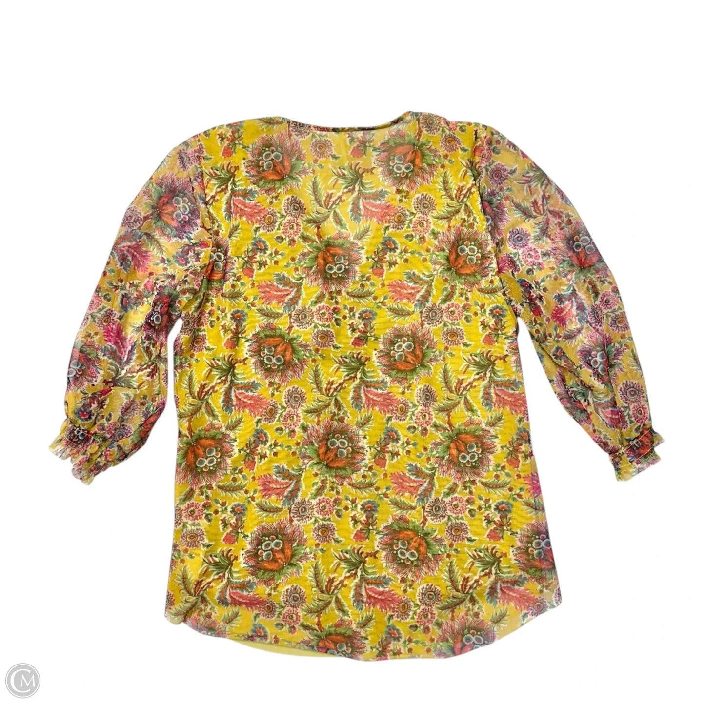 Top 3/4 Sleeve By Anthropologie In Floral Print, Size: Xl