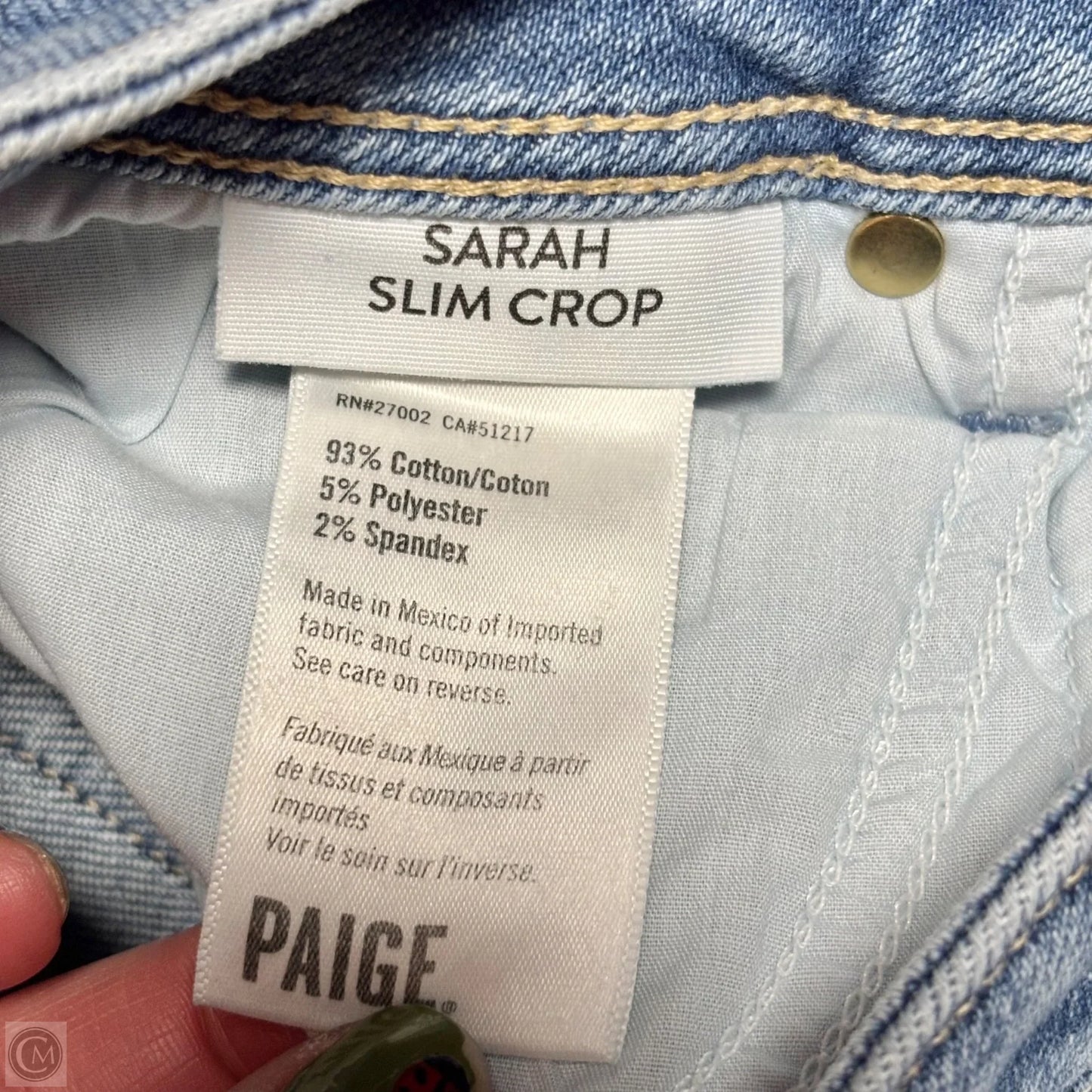 Jeans Skinny By Paige In Blue Denim, Size: 4