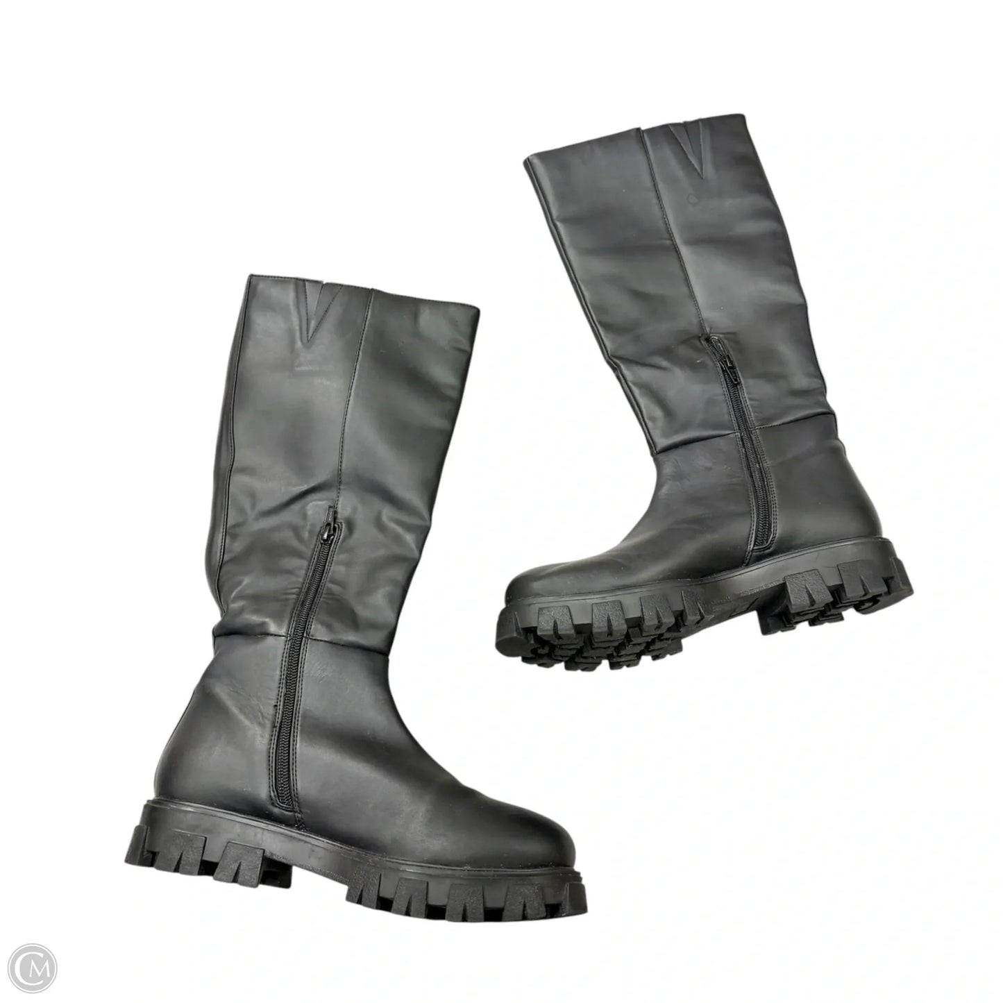 Boots Mid-calf Flats In Black, Size: 7.5