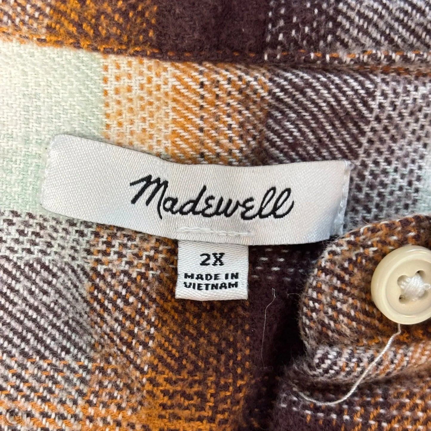Top Long Sleeve By Madewell In Plaid Pattern, Size: 2x