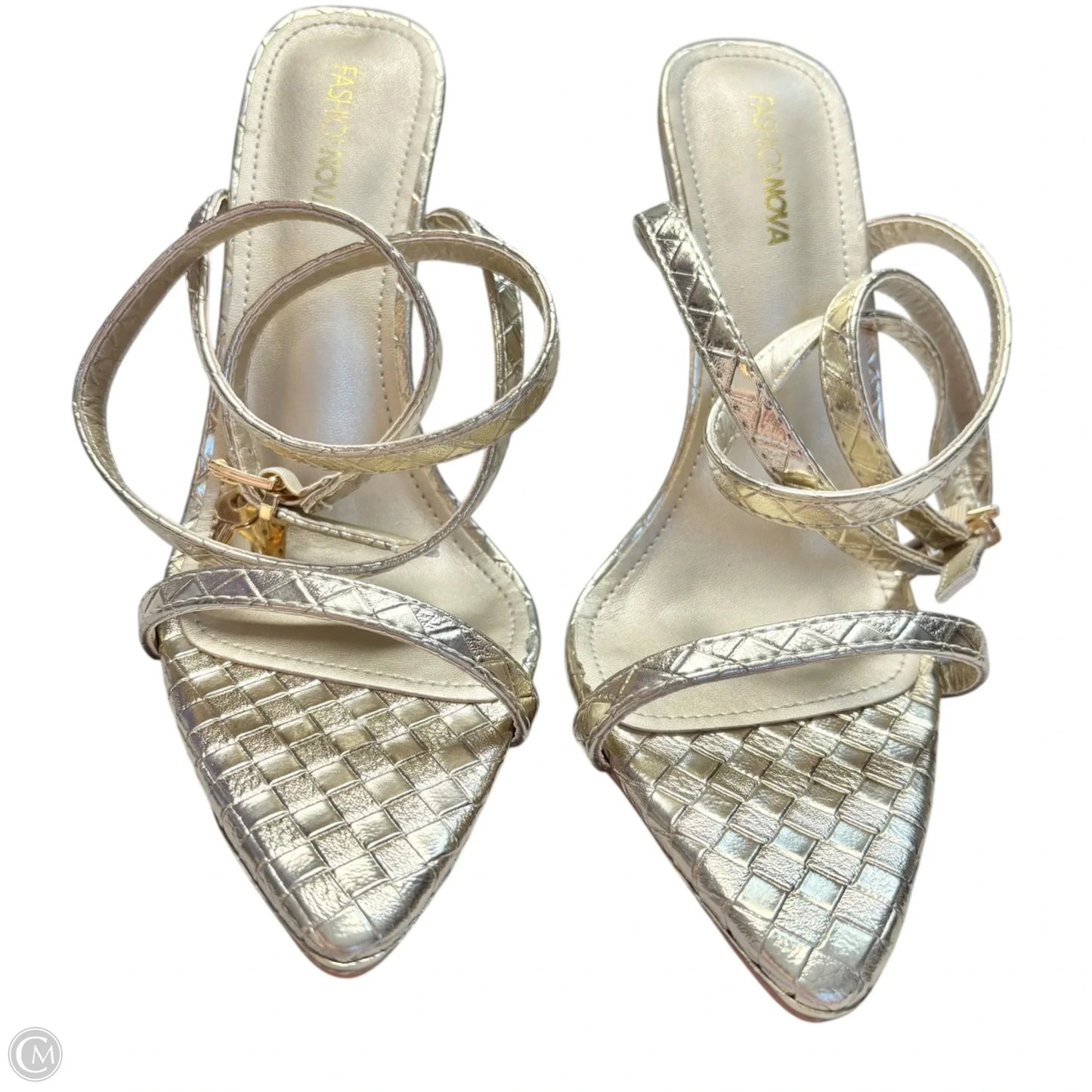 Sandals Heels Stiletto By Fashion Nova In Gold, Size: 10