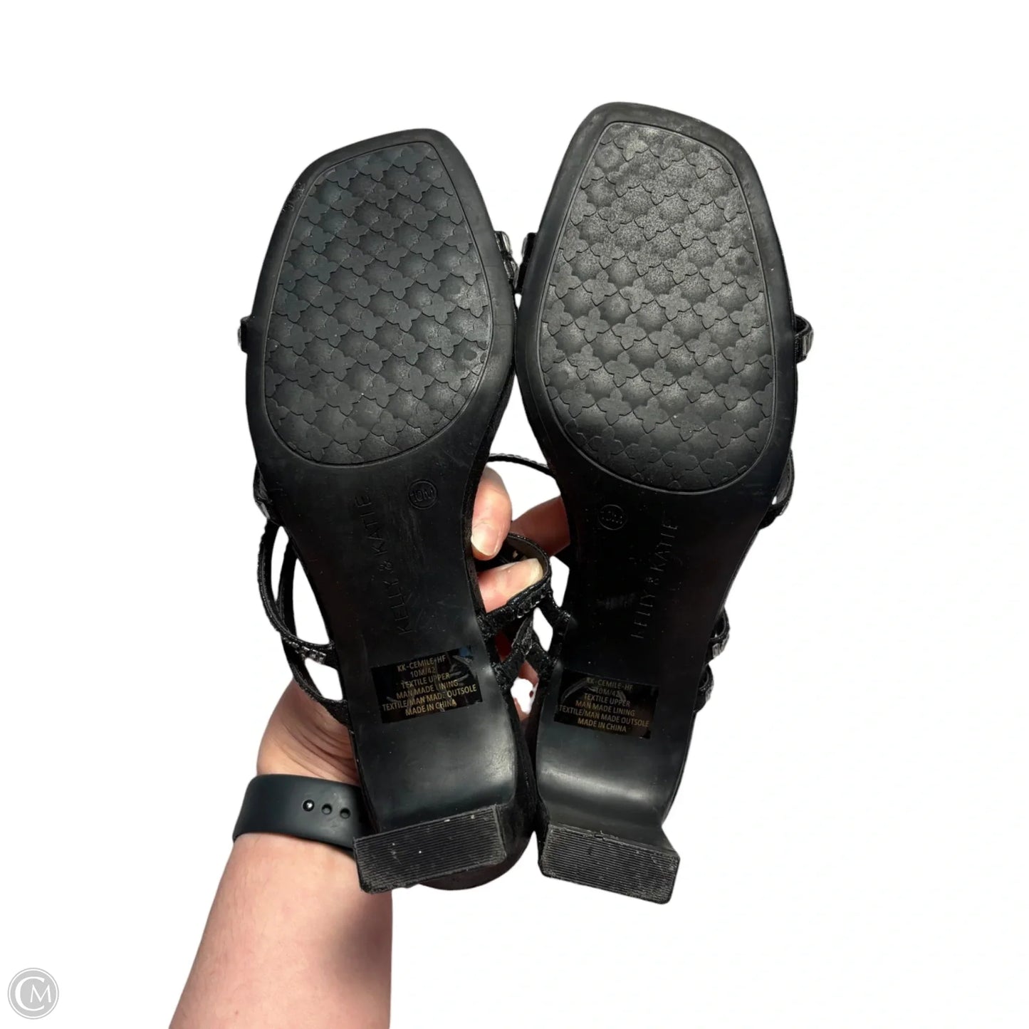 Sandals Heels Block By Kelly And Katie In Black, Size: 10