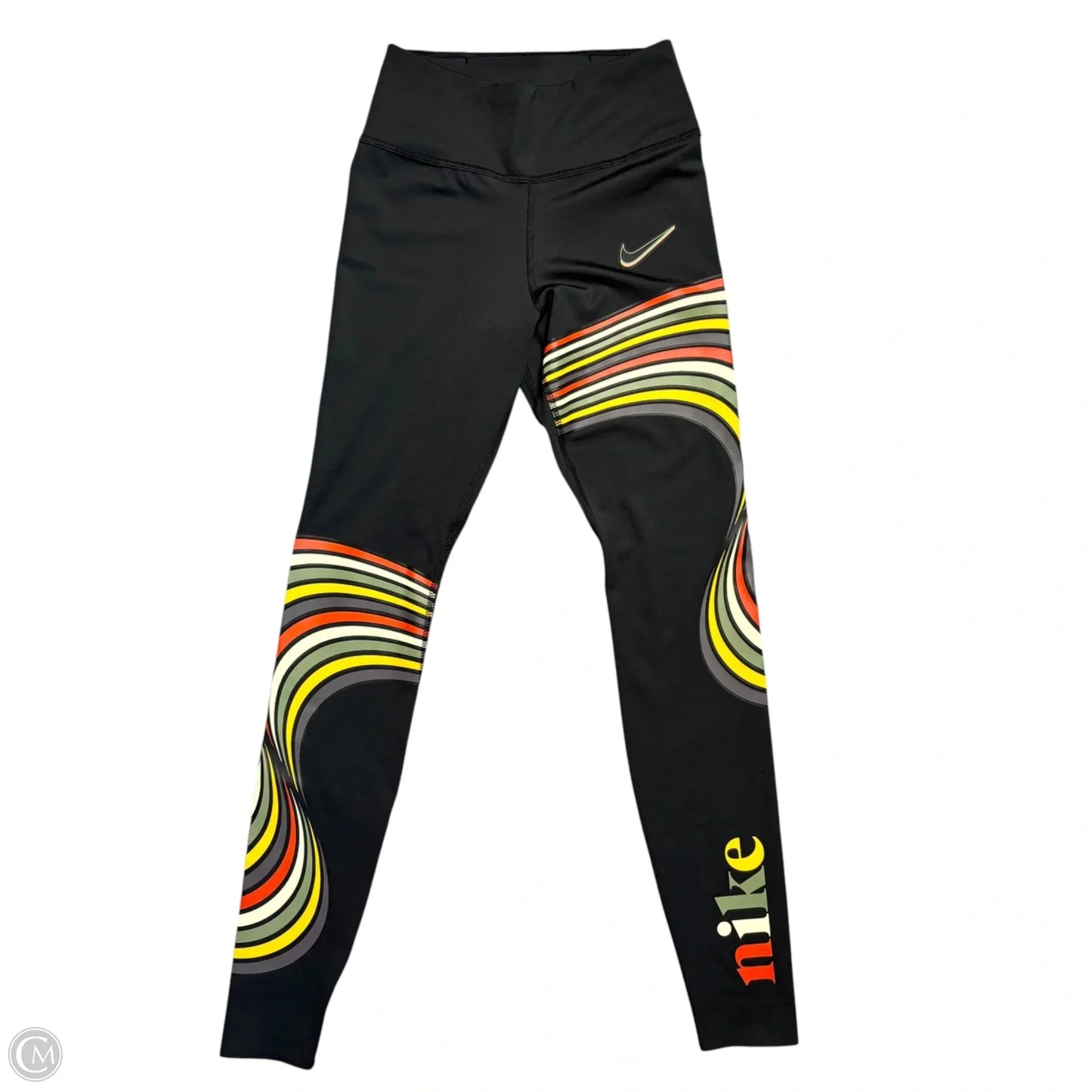 Athletic Leggings By Nike Apparel In Black & Yellow, Size: Xs