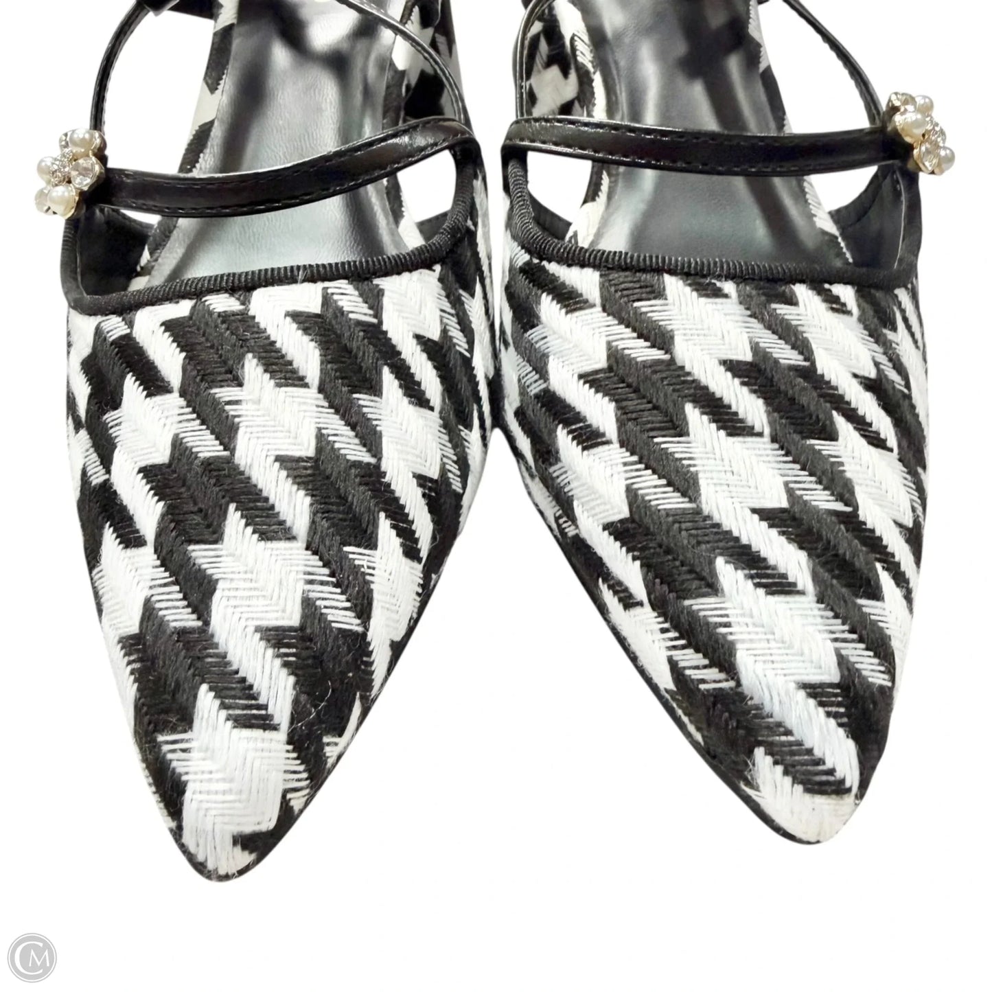 Sandals Heels Block By Midnight Velvet In Black & White, Size: 6.5