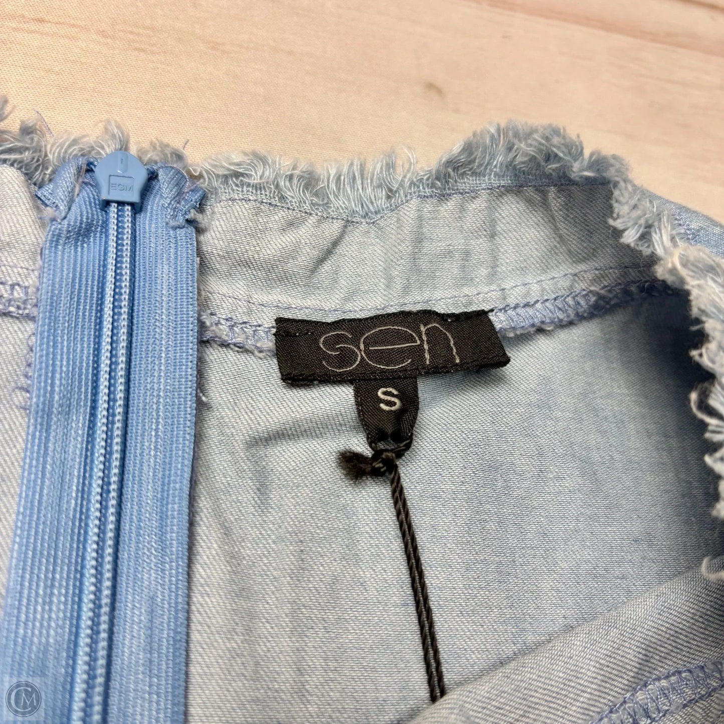 Top Short Sleeve By Sen In Blue Denim, Size: S