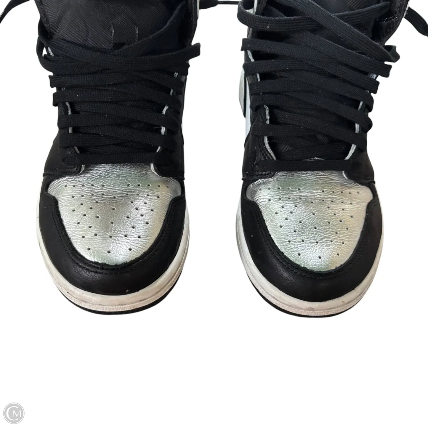 Shoes Luxury Designer By Jordan In Black & Silver, Size: 8.5