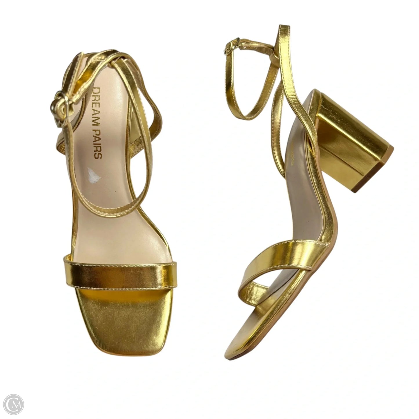 Sandals Heels Block By Dream Pairs In Gold, Size: 9