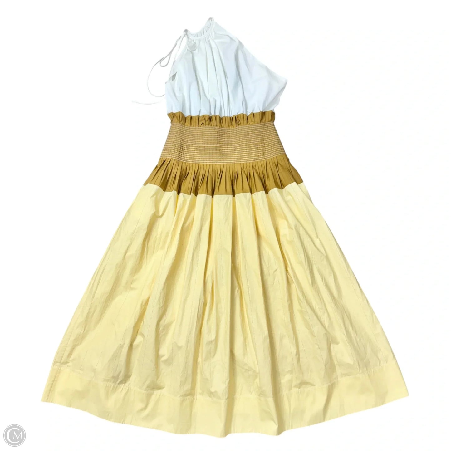 Dress Designer By Tory Burch In White & Yellow, Size: M