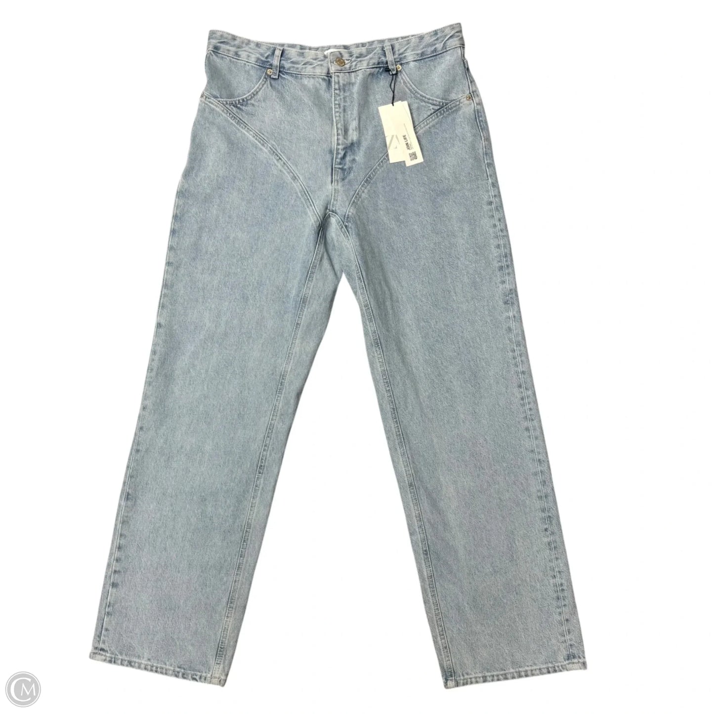 Jeans Wide Leg By Zara In Blue Denim, Size: 14