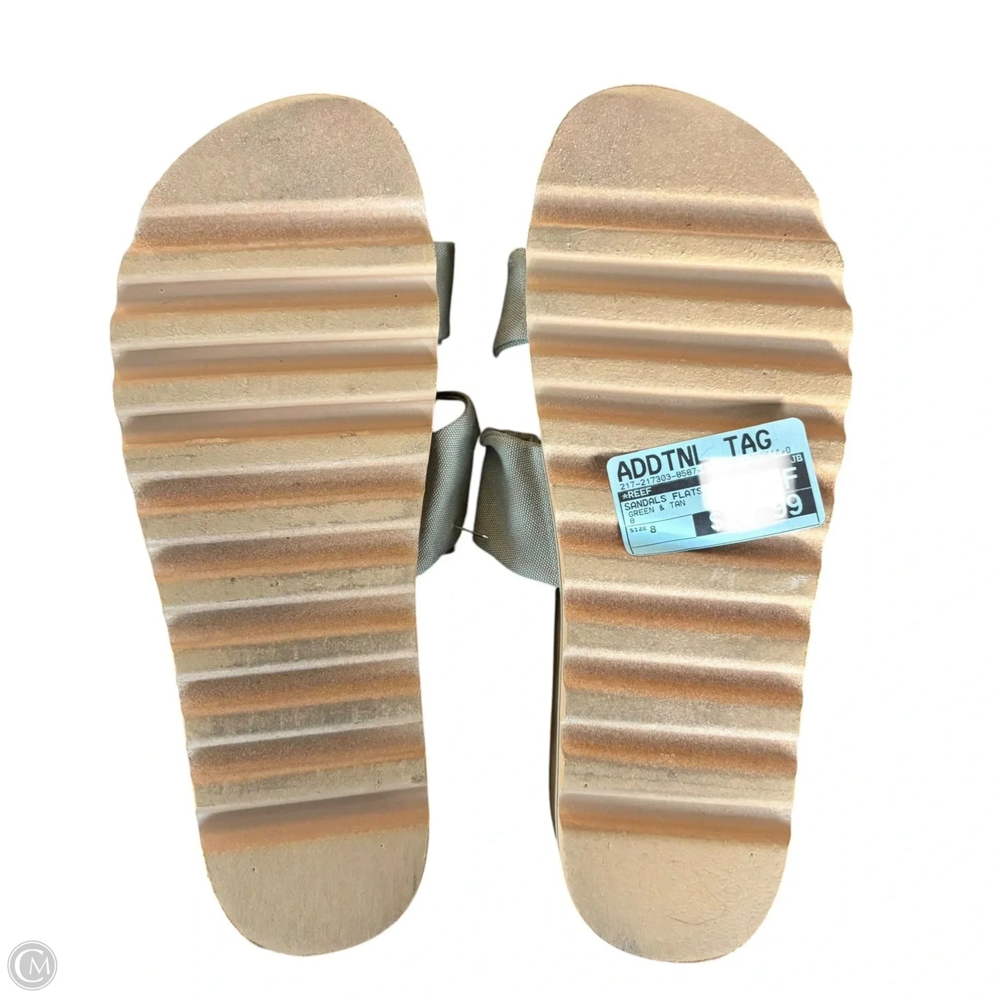 Sandals Flats By Reef In Green & Tan, Size: 8