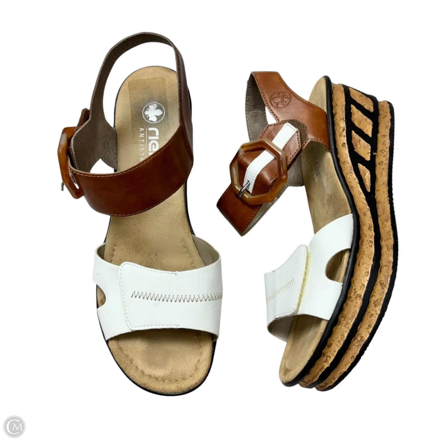 Sandals Flats By Riekers In Brown & White, Size: 11.5