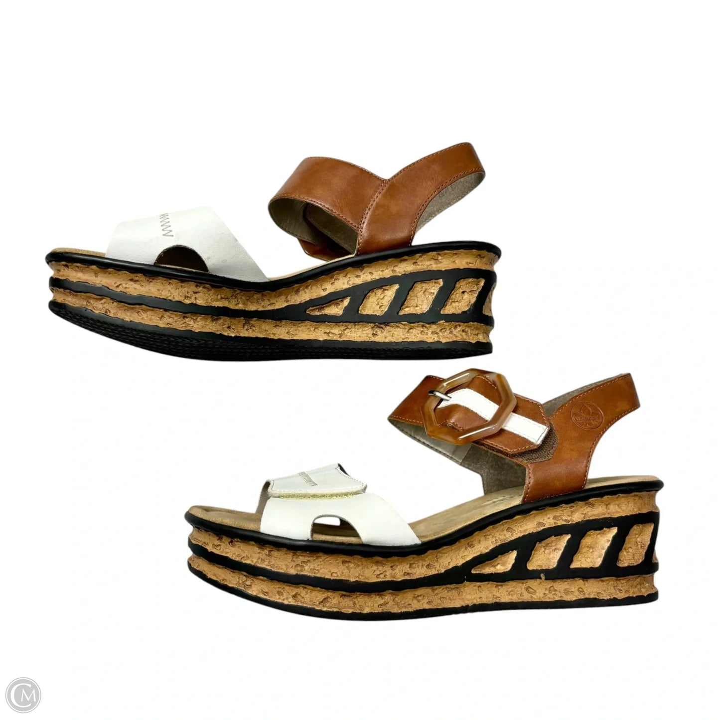 Sandals Flats By Riekers In Brown & White, Size: 11.5