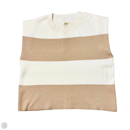 Sweater Short Sleeve By Maeve In Tan & White, Size: Xs