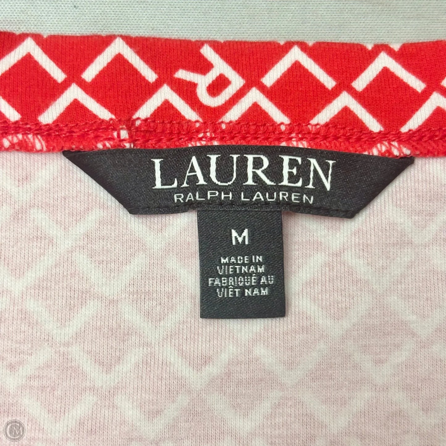 Top Short Sleeve By Lauren By Ralph Lauren In Red & White, Size: M