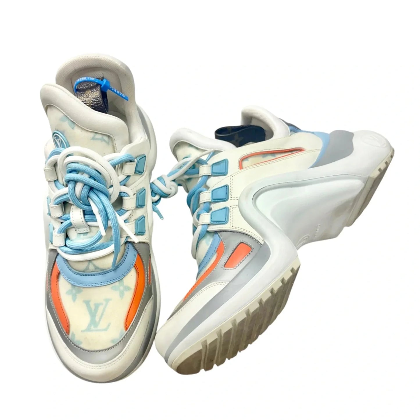 Shoes Luxury Designer By Louis Vuitton In Blue & Orange, Size: 6.5