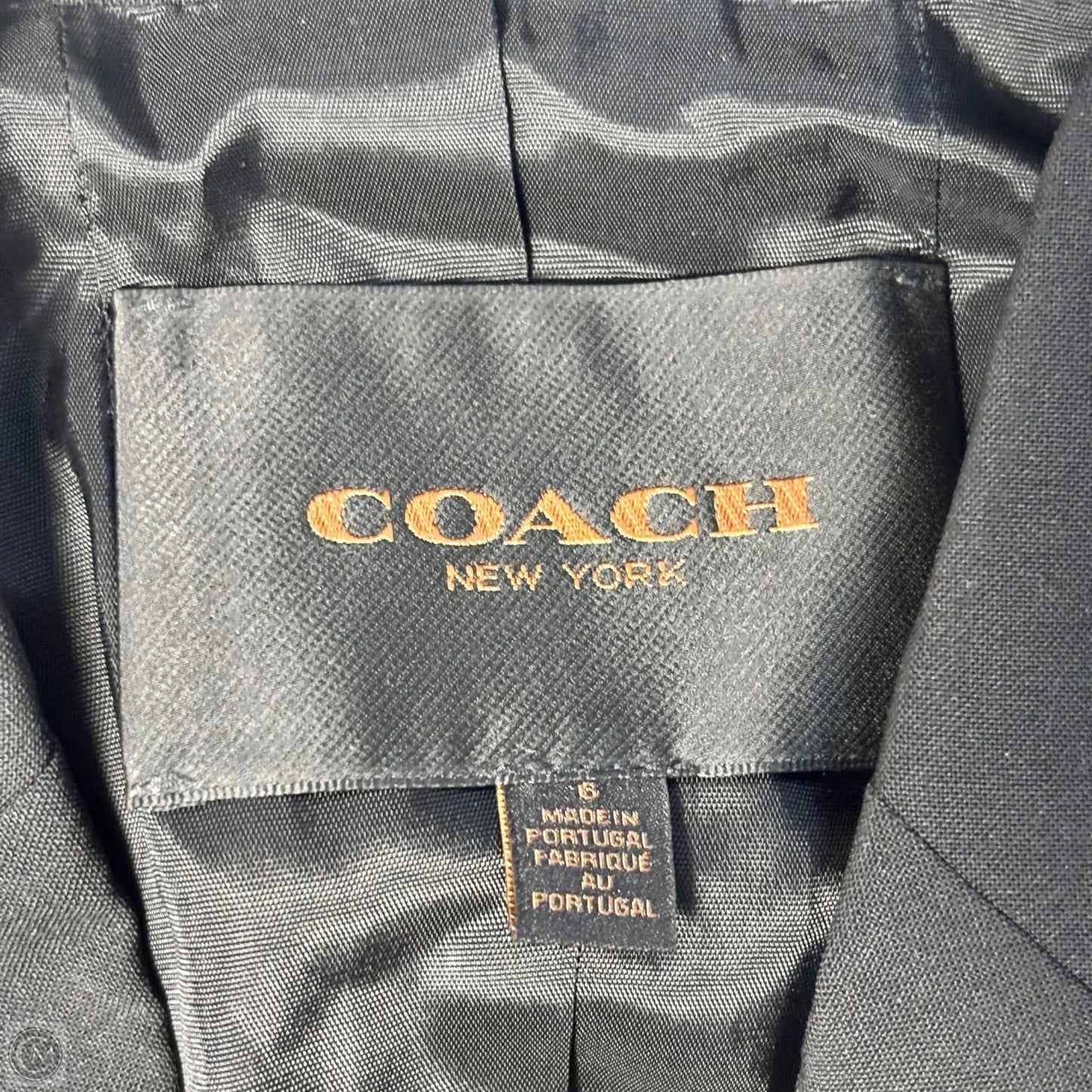Blazer Designer By Coach In Black, Size: 6