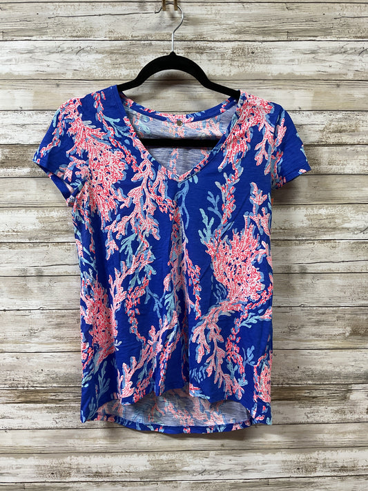 Top Ss Designer By Lilly Pulitzer In Blue & Orange, Size:Xxs