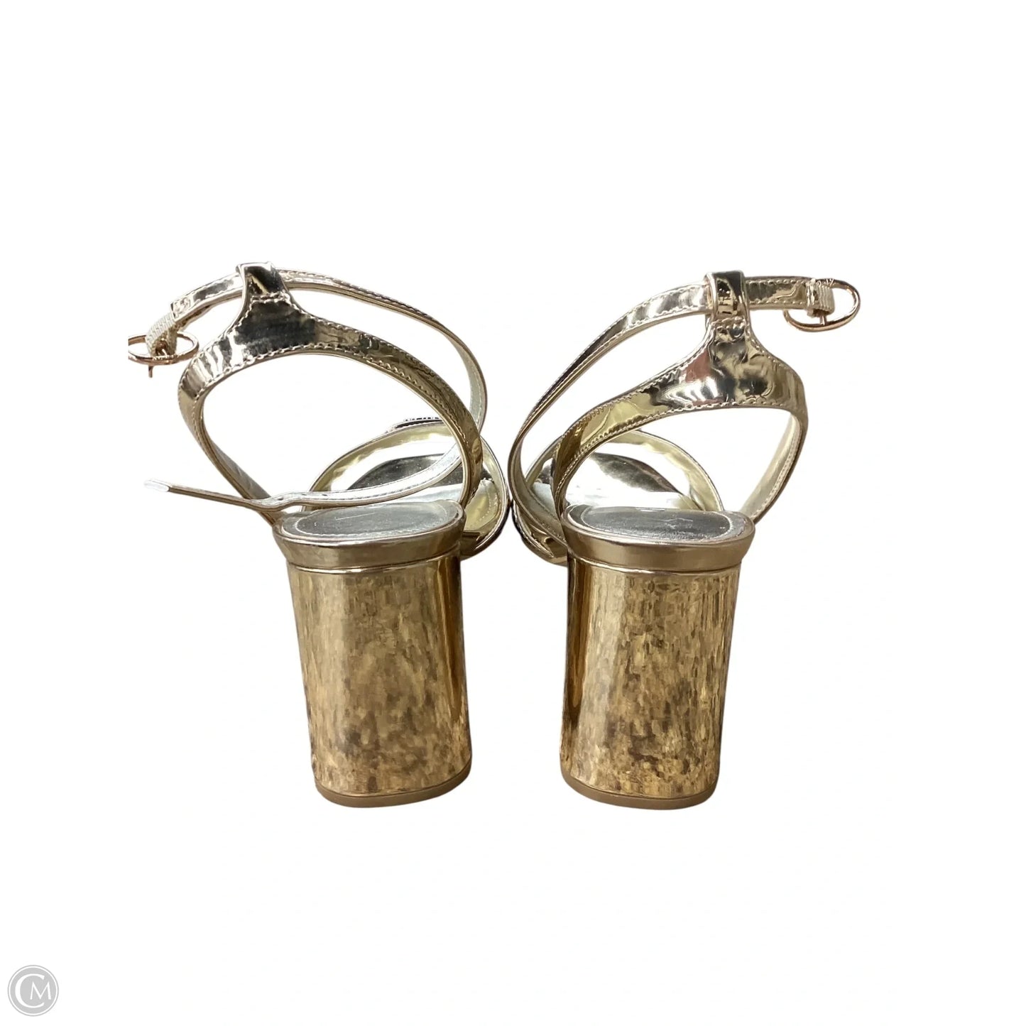 Shoes Heels Block By Guess In Gold, Size: 8.5