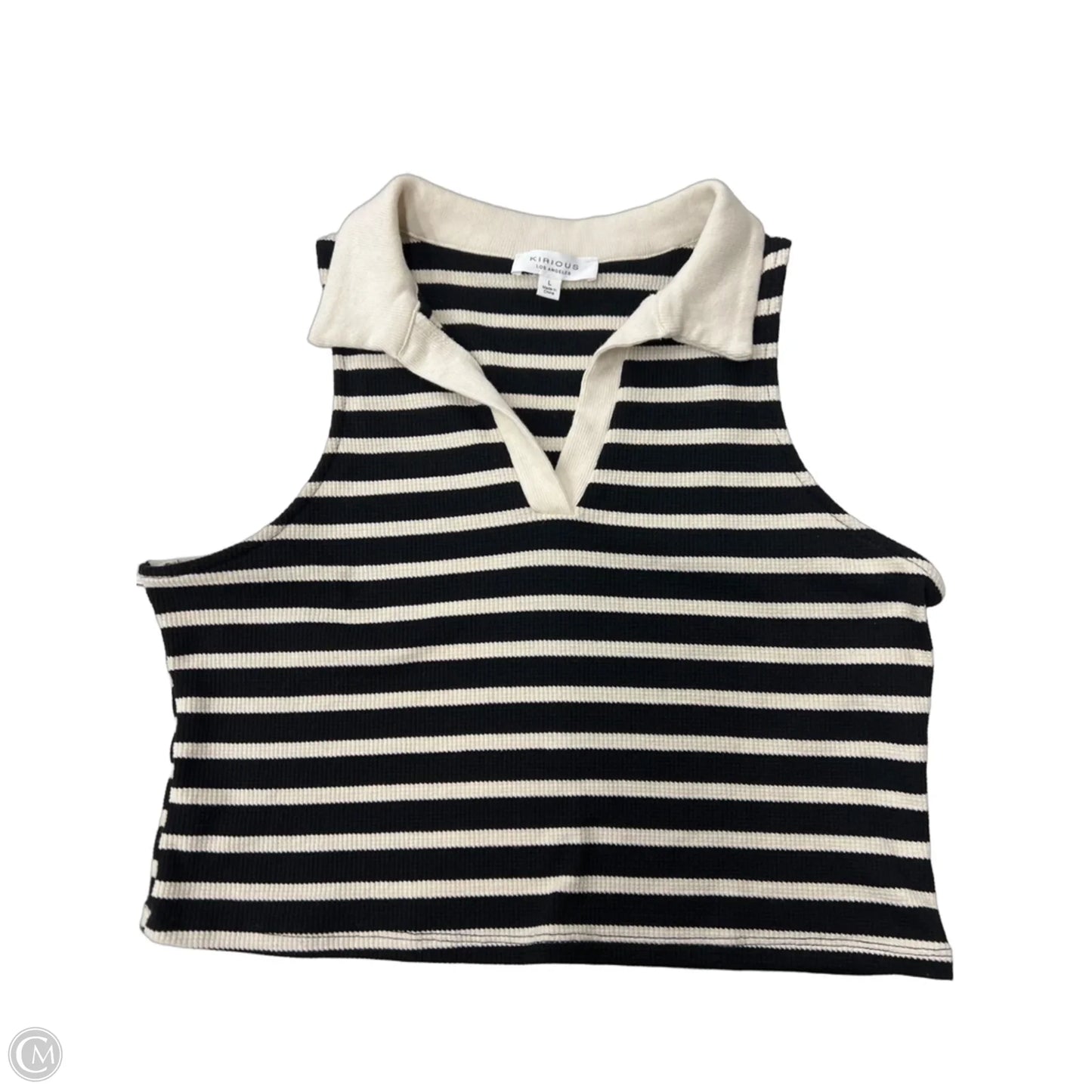 Top Sleeveless By Kirious In Black & Cream, Size: L