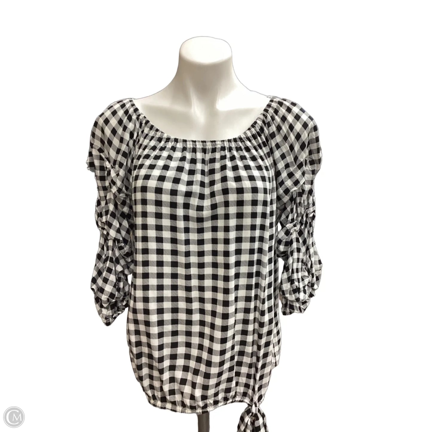Top 3/4 Sleeve By Vince Camuto In Checkered Pattern, Size: M