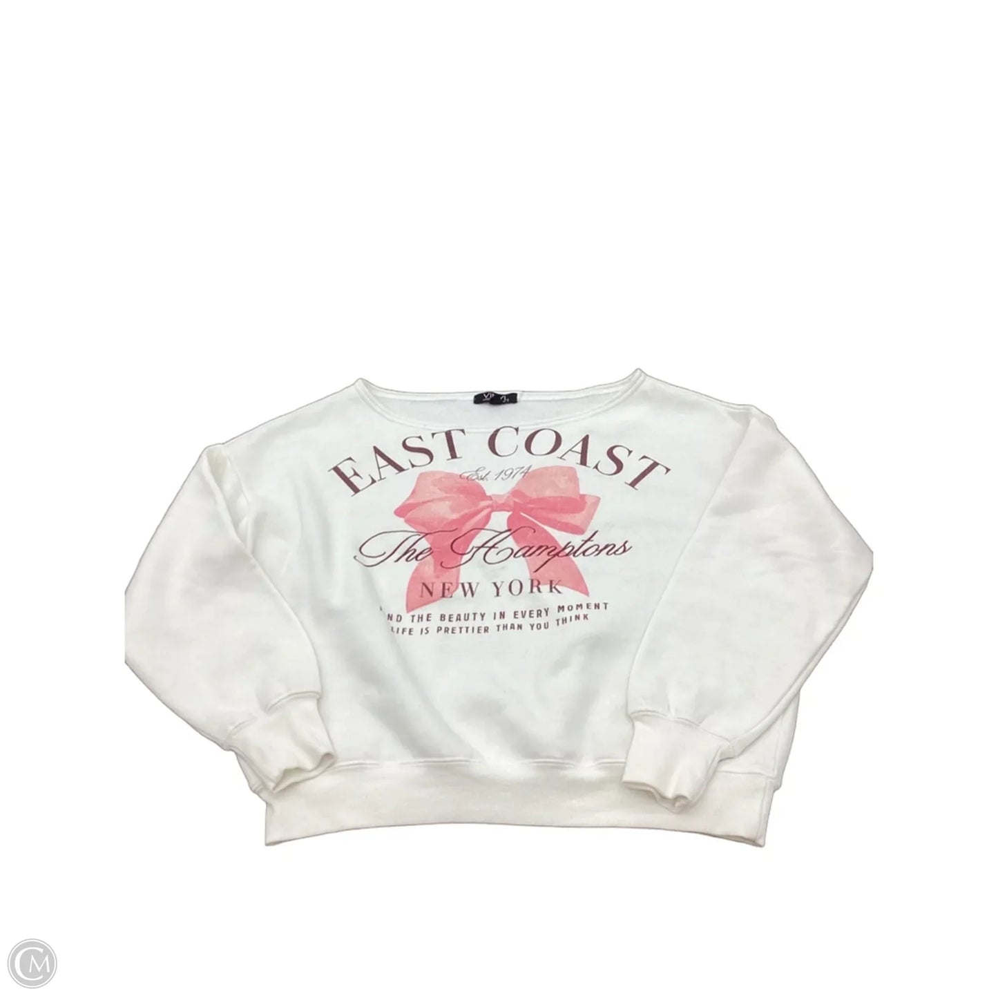 Sweatshirt Crewneck By Clothes Mentor In Ivory, Size: S