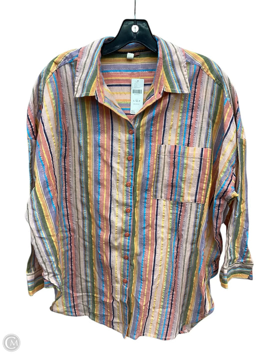 Blouse Long Sleeve By Pilcro In Striped Pattern, Size: L
