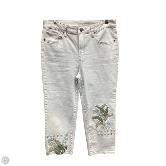 Jeans Cropped By Chicos In Cream Denim, Size: 8