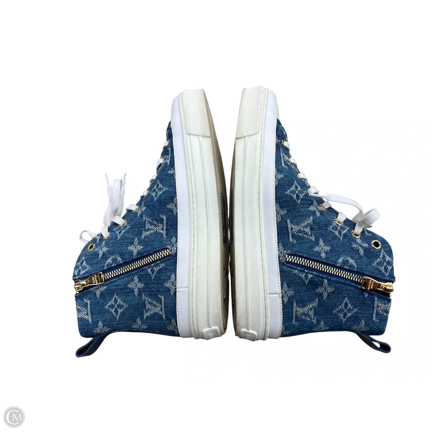 Shoes Luxury Designer By Louis Vuitton In Blue Denim, Size: 8