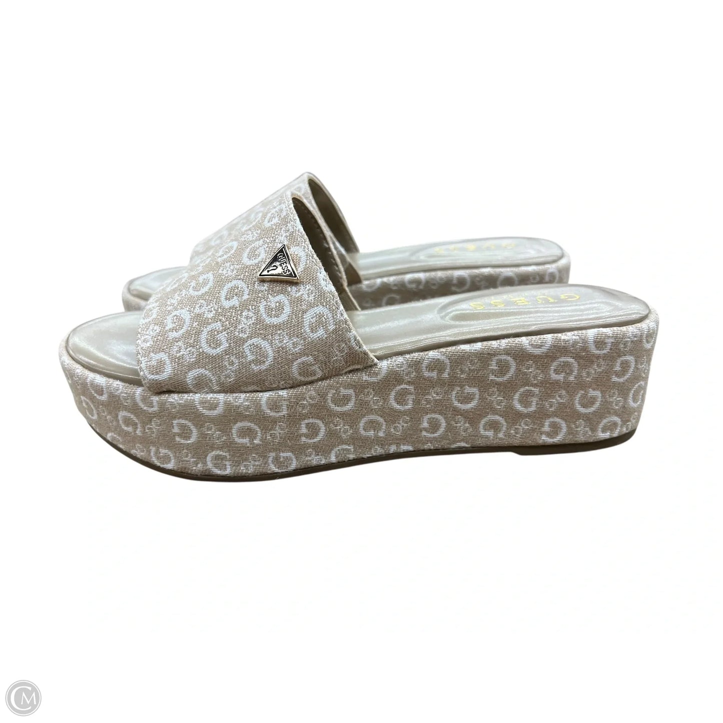 Sandals Heels Platform By Guess In Beige, Size: 6