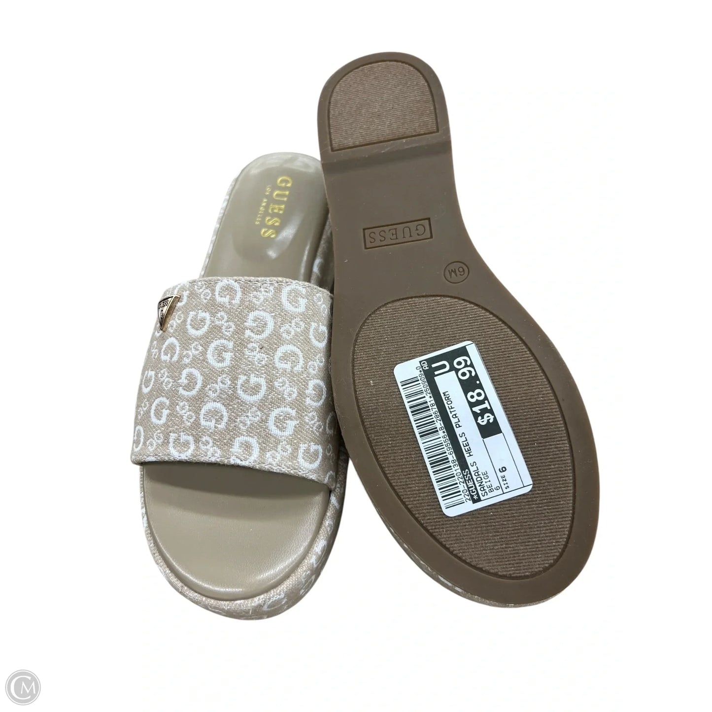 Sandals Heels Platform By Guess In Beige, Size: 6